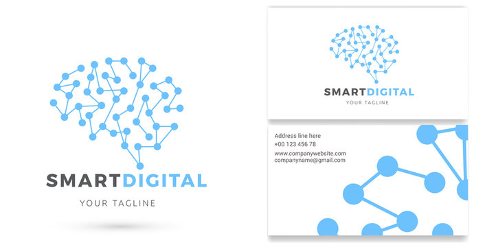Smart Digital, Digital Services Logo & Business card, Technology, Internet Marketing Vector Logo