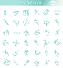 Barbershop and beauty salon vector icons set