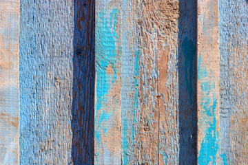 Blue painted vintage weathered wooden planks closeup. Abstract wooden background