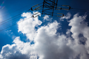 High voltage post. High voltage tower sky background. Electricity is the major energy of the world.