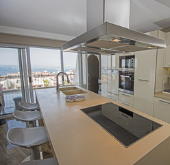 Fototapeta na wymiar Modern kitchen in a luxury apartment