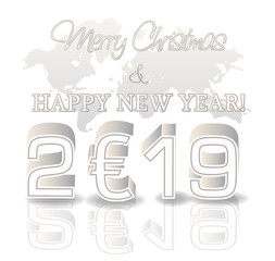 Euro New 2019 Year card , vector illustration