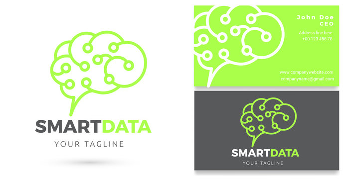 Digital Brain Data Analytics, Digital services, Logo & business card template, Vector Design
