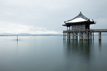 滋賀県 浮御堂 雪景色