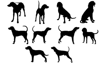 Coonhound Dog svg files cricut,  silhouette clip art, Vector illustration eps, Black  overlay