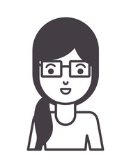 beautiful and young woman with glasses character