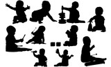 Baby Playing Silhouette, Baby Playing Clipart, SVG, cut file, cricut, vector svg dxf eps png ai