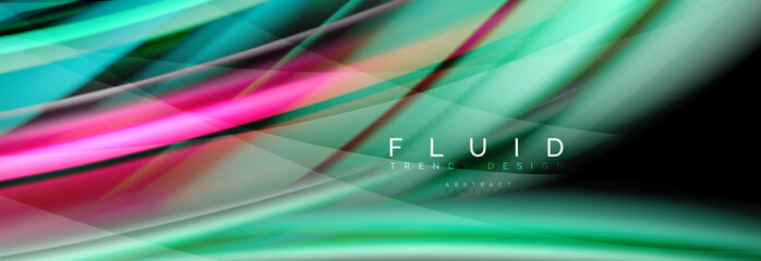 Wave fluid flowing colors motion effect, holographic abstract background. Vector illustration