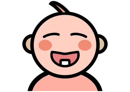 gz169 GrafikZeichnung - german - Sch&ouml;nes l&auml;chelndes nettes Baby mit roten B&auml;ckchen / Erster Zahn / farbig - english - beautiful smiling cute baby / colored / first teeth growing - A3 A4  g6566
