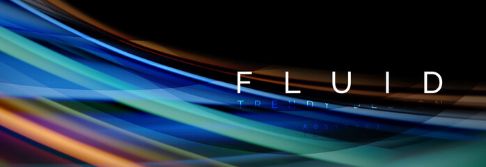 Wave fluid flowing colors motion effect, holographic abstract background. Vector illustration