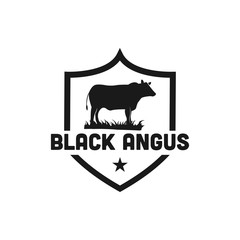 Black angus cattle logo emblem design template