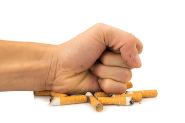 hand human crushed isolated on white background