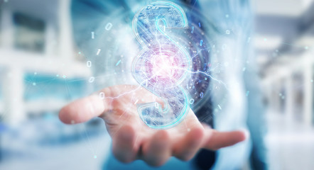 Businessman using 3D rendering digital paragraph law symbol