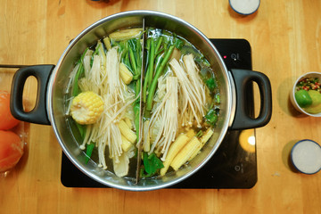 Mix of vegetable in hot pot Sukiyaki