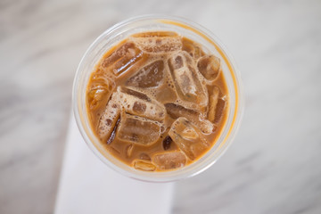 A cup of ice cafe mocha