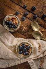 Yogurt parfait with blueberry and granola