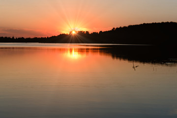The river Kostroma at sunset in the summer. Russia.