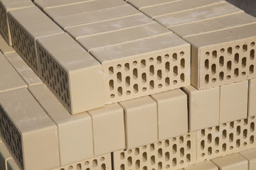 bricks and blocks stacked on pallets