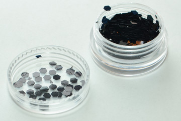 black sequins for nails, decoration for manicure