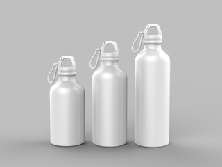 Aluminium Water Bottle For Mock up And Template Design. 3d Render Illustration.