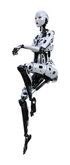 3D Rendering Female Robot on White