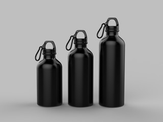 Aluminium Water Bottle For Mock up And Template Design. 3d Render Illustration.