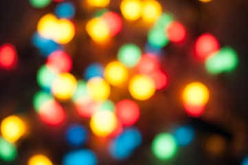 The second garland shines in different colors, the lights of the garland