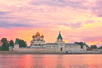 Ipatievsky monastery at sunset in the summer. Kostroma, Russia.