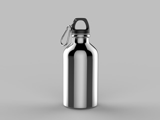 Aluminium Water Bottle For Mock up And Template Design. 3d Render Illustration.