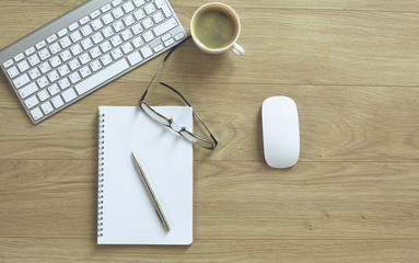 A cup of coffee on the office table