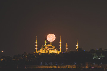 Blue Mosque and the Full Moon