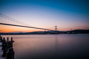Image of Ortakoy Mosque with Bosphorus Bridge in Istanbul.