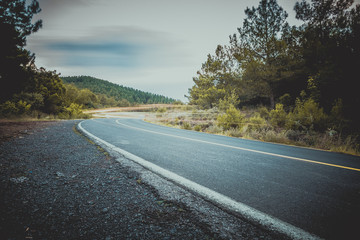 Cracked mountain road in Long Exposure