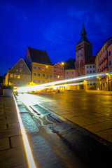 Traditional houses in Landsberg am Lech historical gothic Old Town Long Exposure
