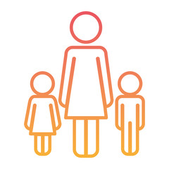 mother with son and daughter figures silhouettes