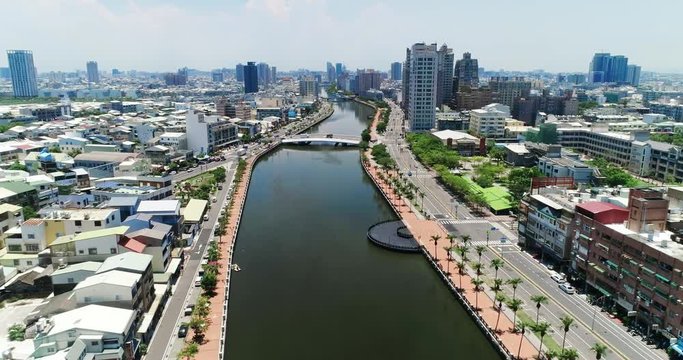aerial shot of tainan Canal