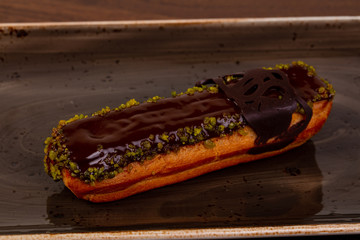 Tasty Eclair with cream