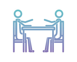 couple in the table figures silhouette icon