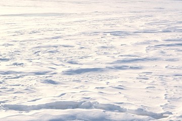 Snowy surface of the plain. Kostroma, Russia.