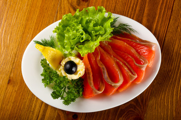 Sliced salmon