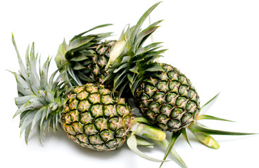 Organic pineapple fruit isolated on white background, Tropical fruit