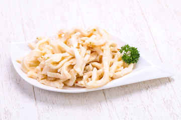Marinated squid served parsley