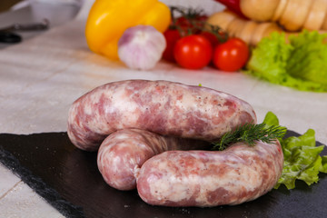 Raw pork sausages