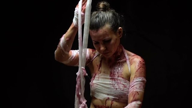 Woman wiping her neck