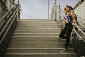 Female runner resting