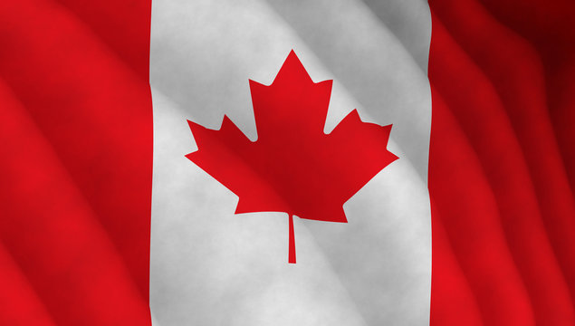 Illustration of a flying Canadian flag