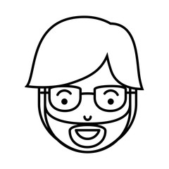 young man head with beard and glasses