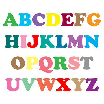 Colorful alphabet pattern on white background