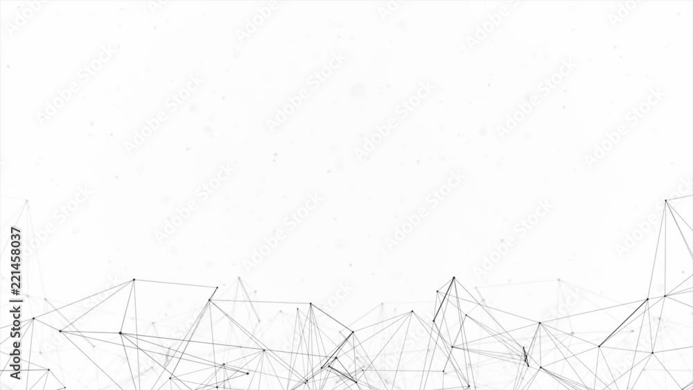 Poster 125. clean white abstract polygonal digital geometrical polygon plexus fractals moving low poly tech