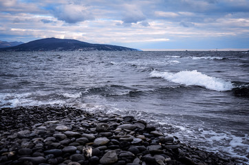 waves breaking on rocks